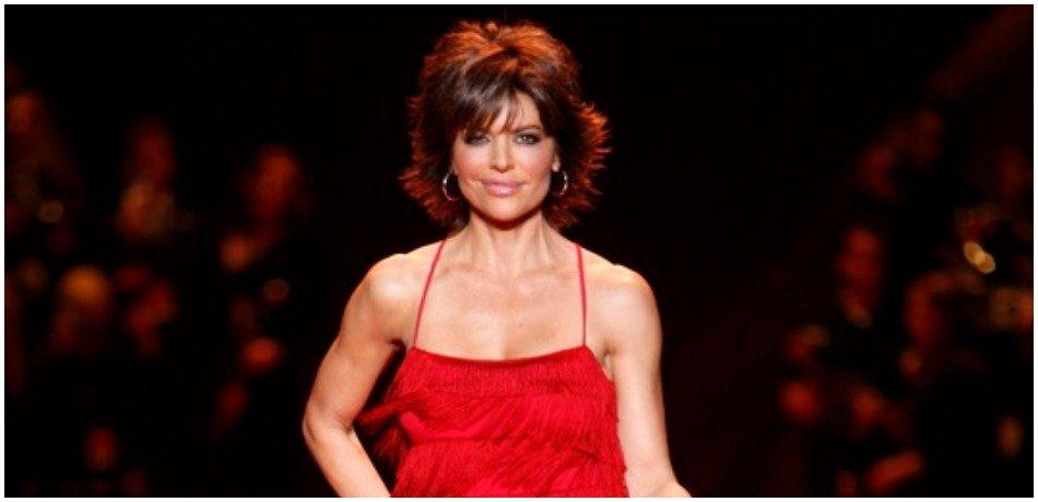 Lisa Rinna rocks red dress.