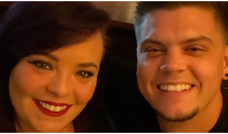 Catelynn Lowell and her husband Tyler Baltierra smile for the camera.