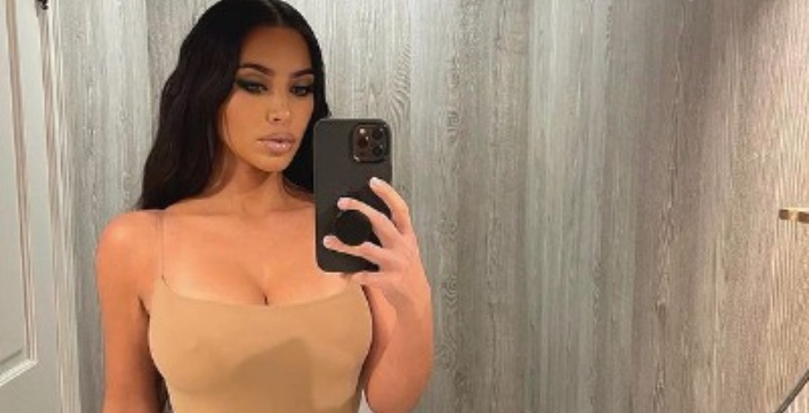 Kim Kardashian takes a selfie.