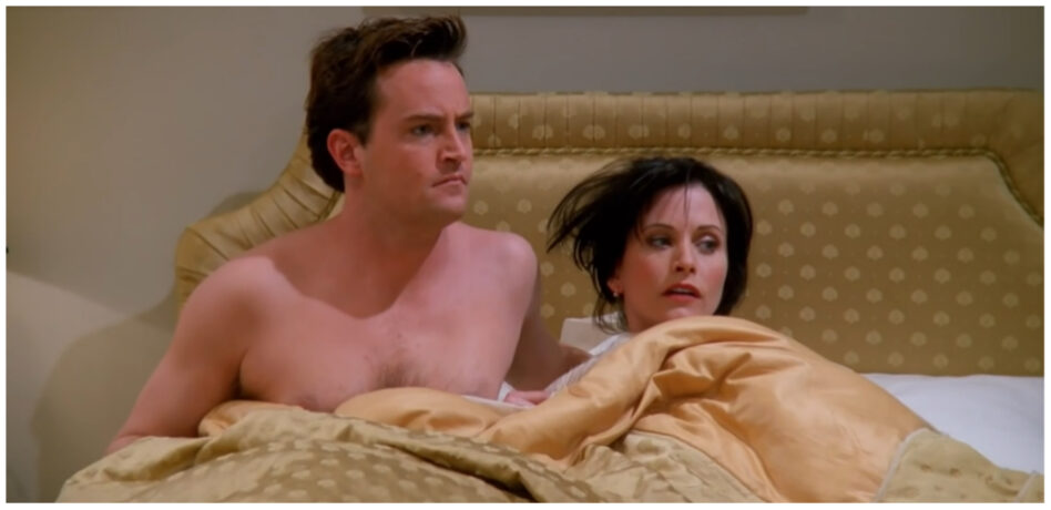 Friends Monica and Chandler in London