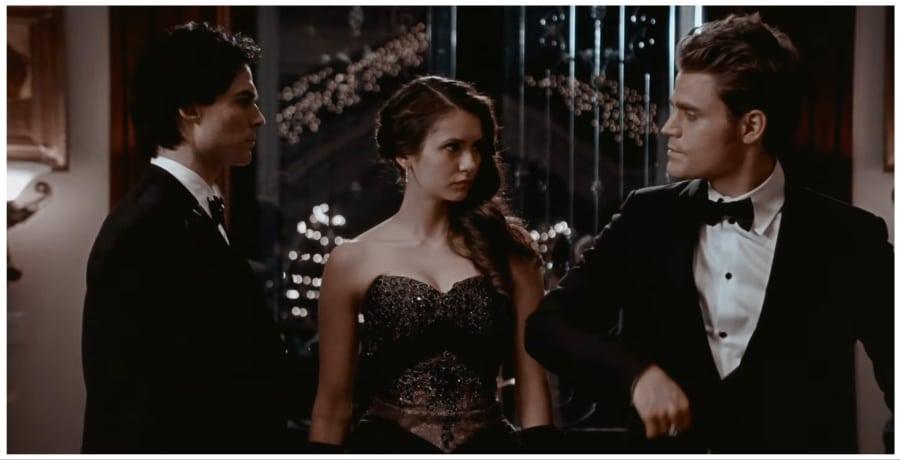 Damon, Elena, and Stefan on Vampire Diaries