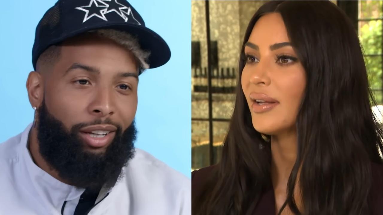 Kim Kardashian and Odell Beckham Jr. during interviews.