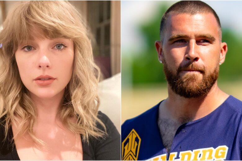 Taylor Swift and Travis Kelce pose for photos