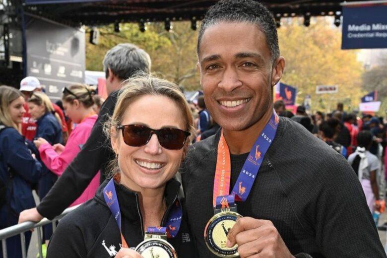 T.J. Holmes and Amy Robach at NYC Marathon