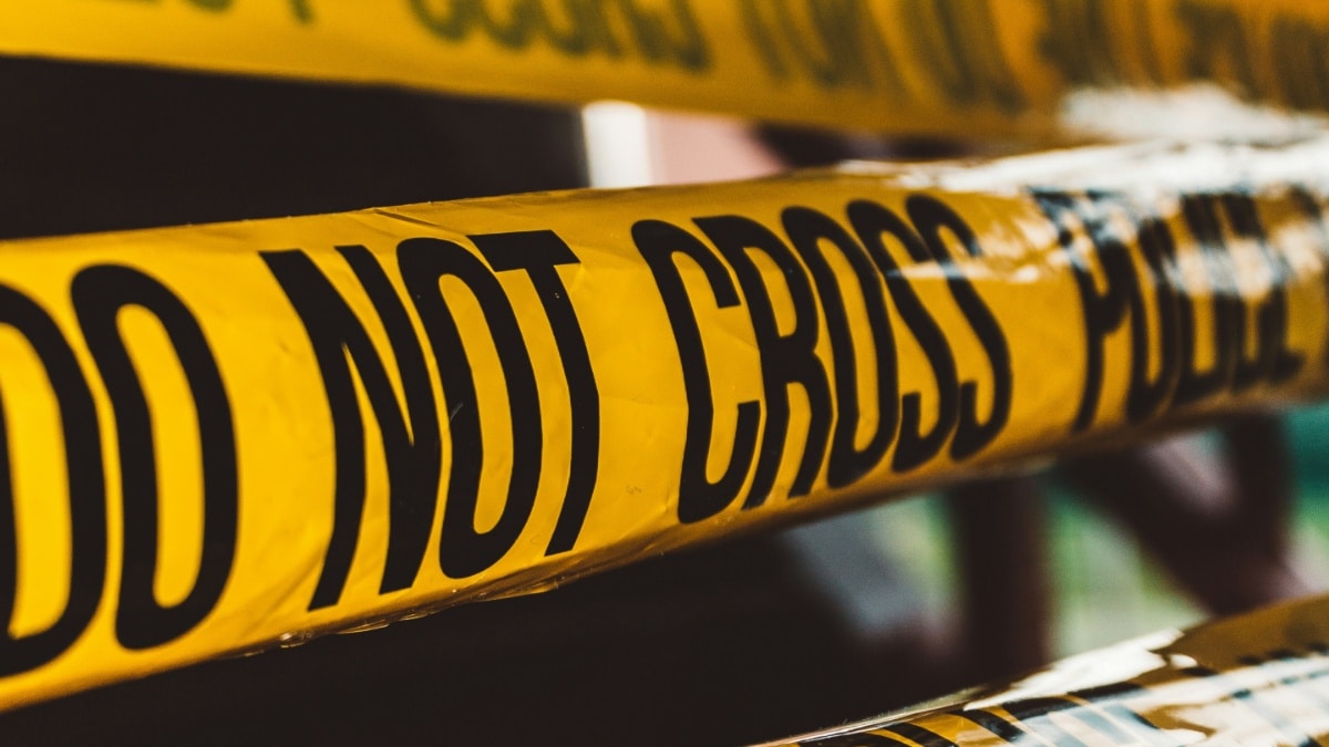 Police tape at a crime scene