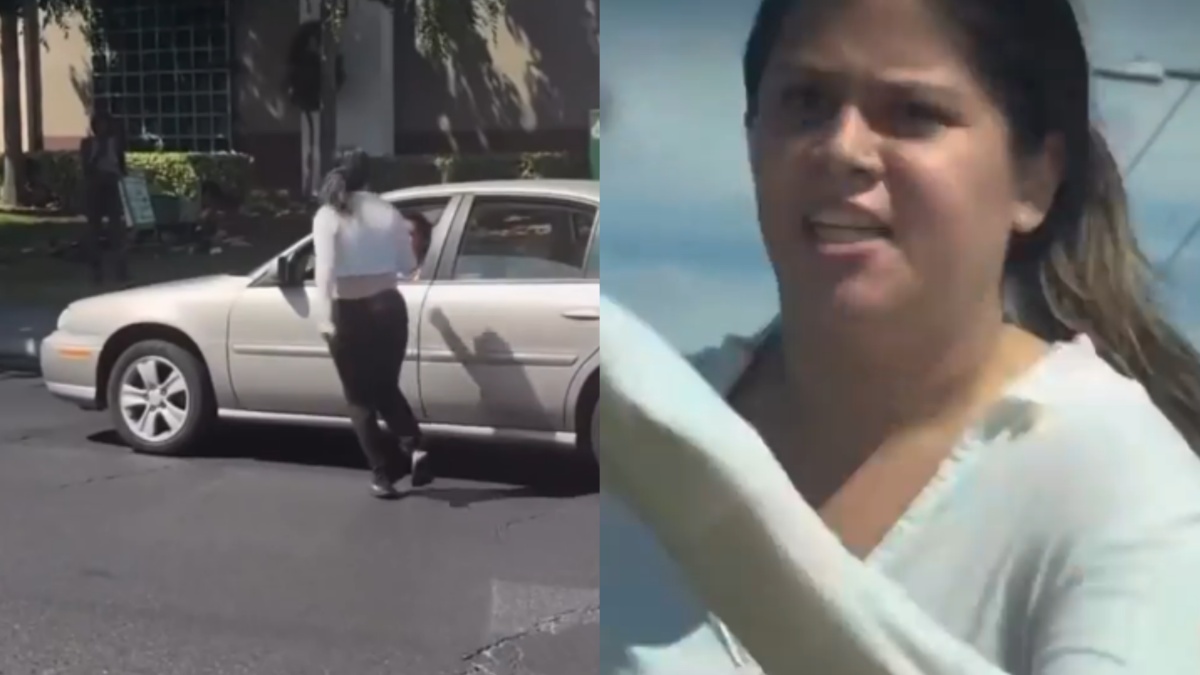 California woman freaks out in middle of the road