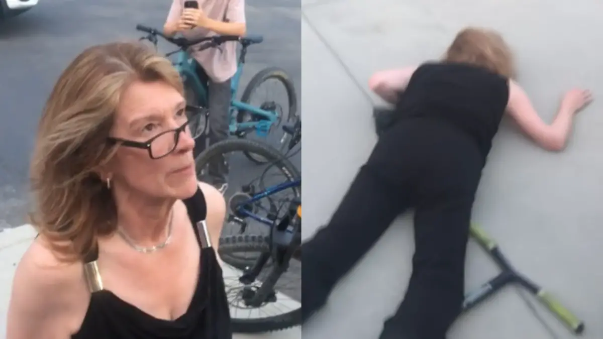 Idaho Karen falls on her face while yelling at kids
