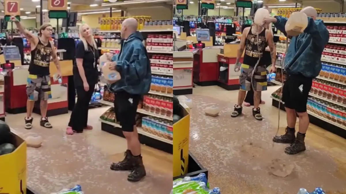 Michigan man dumps chocolate milk all over grocery store.