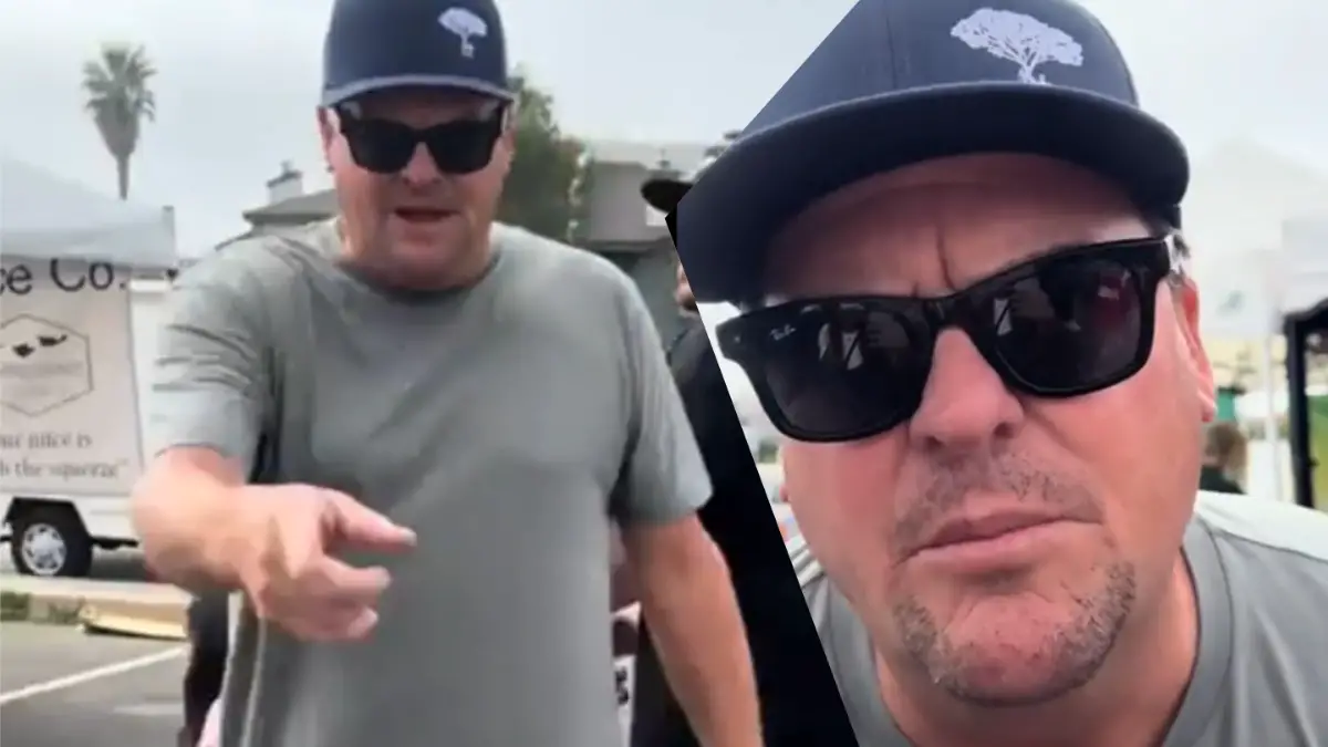 California MAGA man yells at farmers market