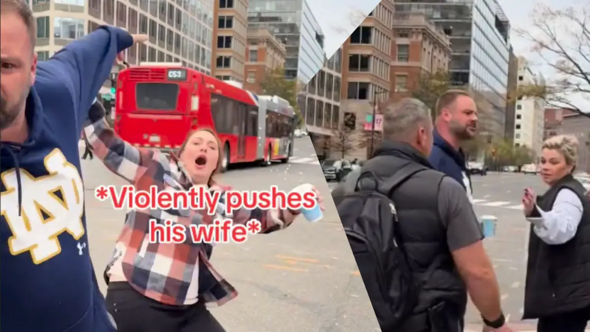 Washington DC man pushes wife to get to anti MAGA protestors