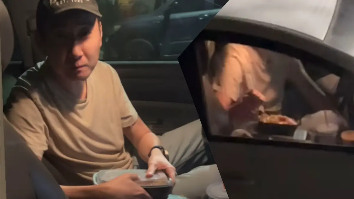 California DoorDasher rubs shoe on food