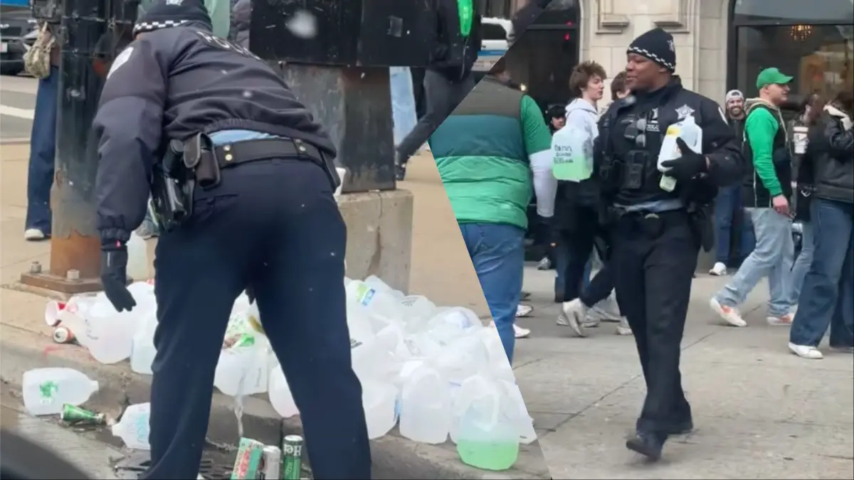 Illinois Police Officer dumps out adult holiday beverage