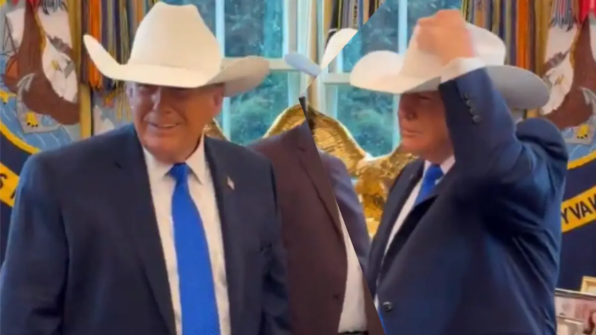 Donald Trump wears Texas cowboy at at White House meeting