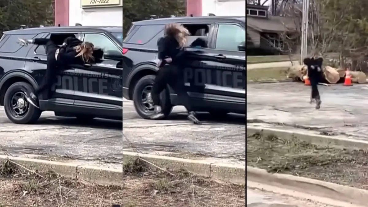 Michigan woman escapes police car